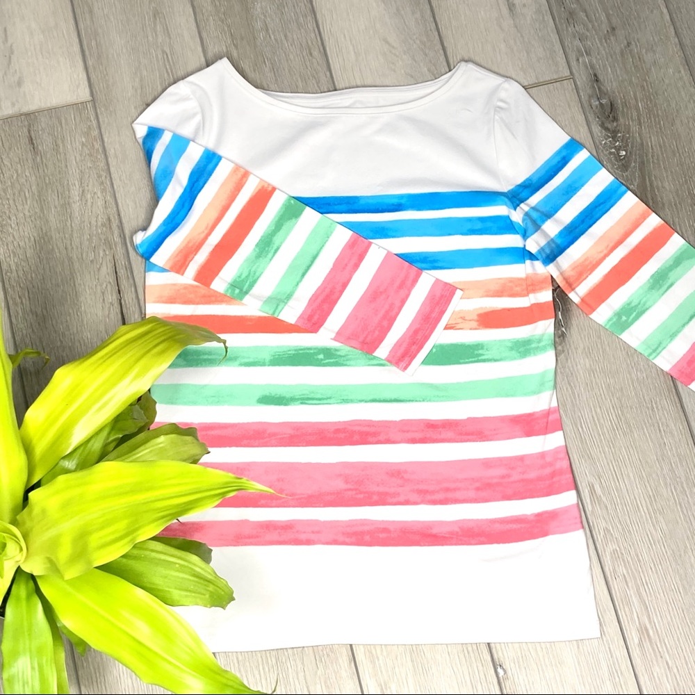 NWOT Talbots Semi-Rainbow Striped Tee